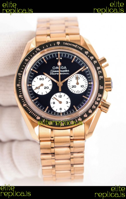 Omega Speedmaster Moonwatch Rose Gold Black Dial Super Clone Watch 