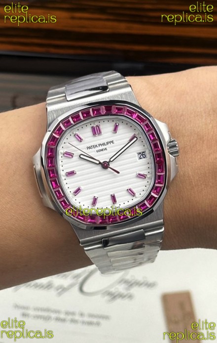 Patek Philippe Nautilus 5723 White Dial Green Rubies Super Clone Watch 
