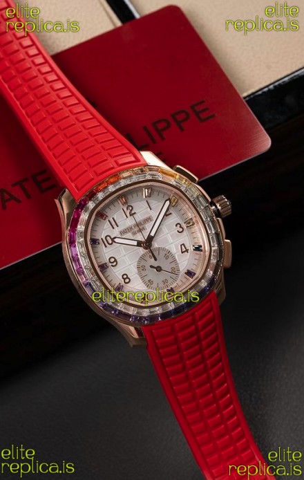 Patek Philippe Aquanaut 7968 Rose Gold Red Strap Super Clone Watch 