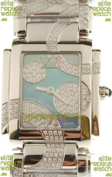 Patek Philippe Twenty Four Swiss Replica Steel Watch in Pearl Dial