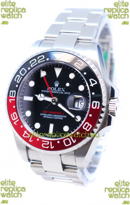 Rolex GMT Masters II 2011 Edition Replica Black and Red Ceramic Bezel Watch
