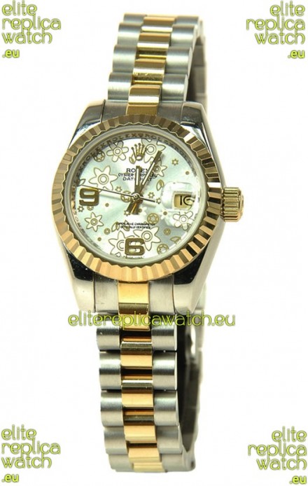 Rolex Datejust Floral Motif Ladies Swiss Replica Watch