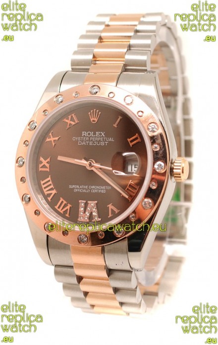 Rolex DateJust Mid-Sized Swiss Replica Rose Gold Watch