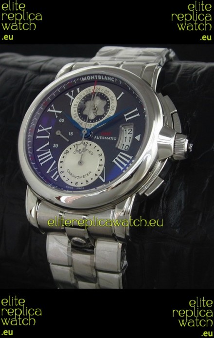 Mont Blanc Meisterstuck Star GMT Swiss Watch in Black Dial