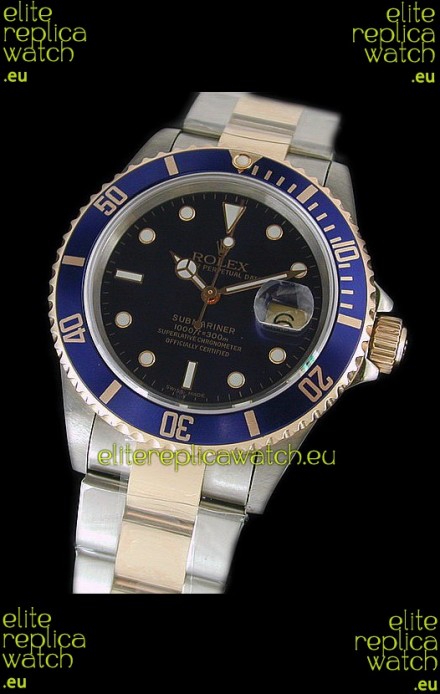 Rolex Submariner Swiss Watch in Blue Bezel Two Tone Case