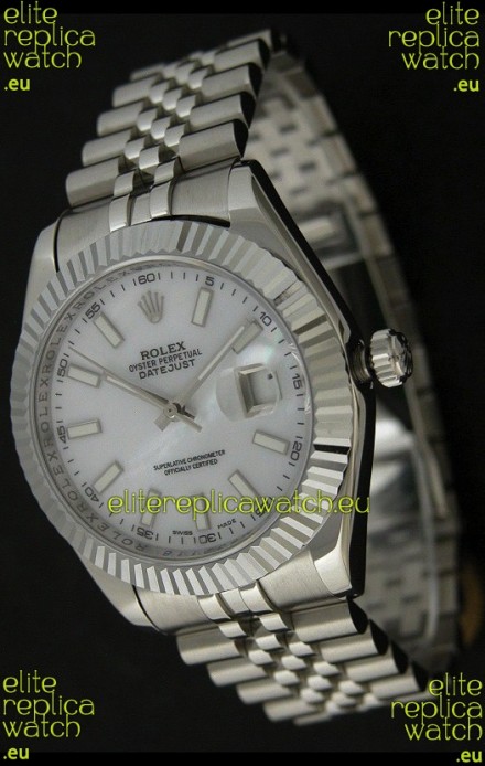 Rolex DateJust Japanese Replica Watch in Mop White Dial