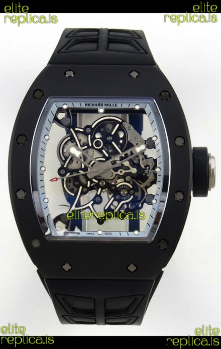 Richard Mille RM055 FREE SPRUNG MVMNT Black Ceramic Grey Inner Bezel Super Clone Watch 