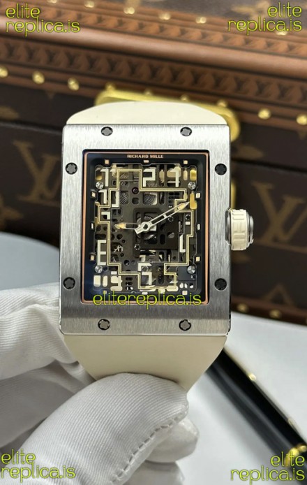 Richard Mille 16-02 Titanium Extra-Flat White Rubber Super Clone Watch 