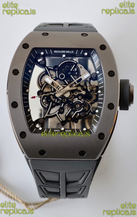 Richard Mille RM055 FREE SPRUNG MVMNT Grey Ceramic Case Super Clone Watch 