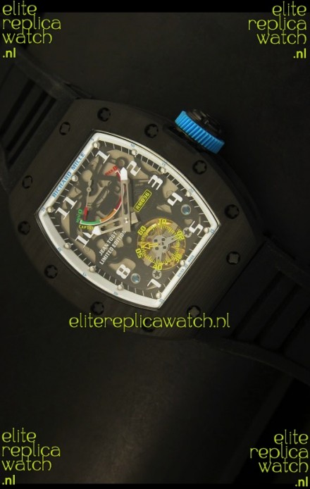 Richard Mille RM036 Jean Todt Forged Carbon Bezel Titanium Watch - All White/Blue Edition