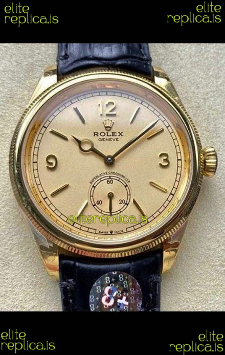 Rolex 1908 Perpetual in Yellow Gold Casing Gold Dial Swiss Replica Watch 