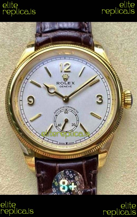 Rolex 1908 Perpetual in Yellow Gold Casing White Dial Swiss Replica Watch 