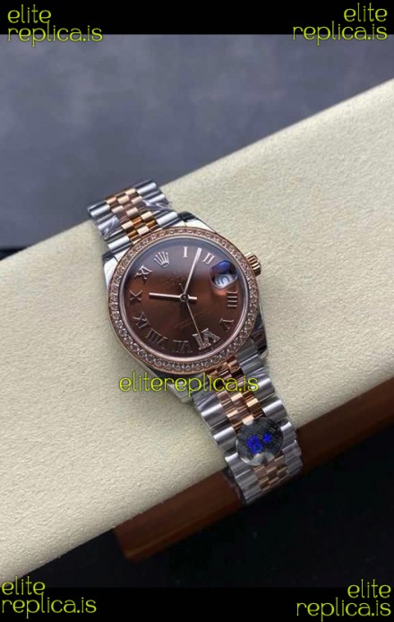 Rolex Super Clone Datejust 31MM Brown Dial Rose Gold Super Clone Watch 