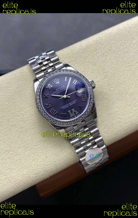 Rolex Super Clone Datejust 31MM Purple Dial Steel Case Super Clone Watch 