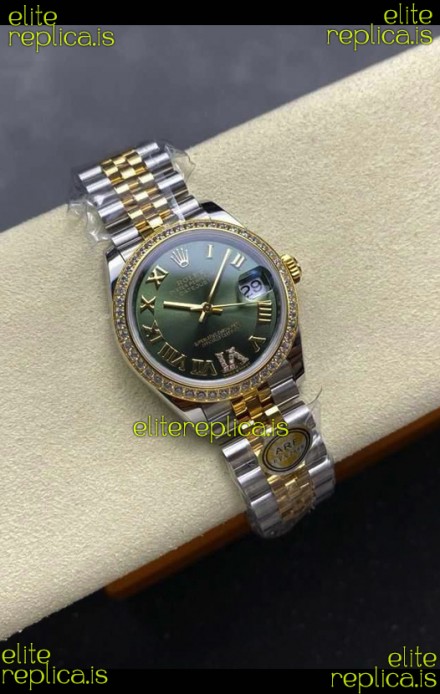 Rolex Super Clone Datejust 31MM Green Dial Yellow Gold Super Clone Watch 