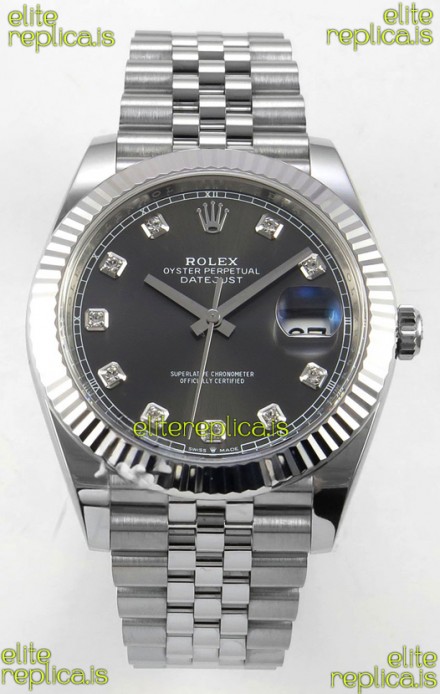 Datejust Super Clone 126334 Grey Diamonds Dial 41MM FREE SPRUNG MVMNT 3235 Watch 
