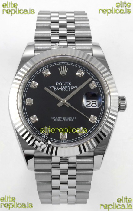 Datejust Super Clone 126334 Black Diamonds Dial 41MM FREE SPRUNG MVMNT 3235 Watch 