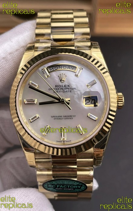 Rolex Day Date 228238 Yellow Gold in Pearl Dial Super Clone Watch 