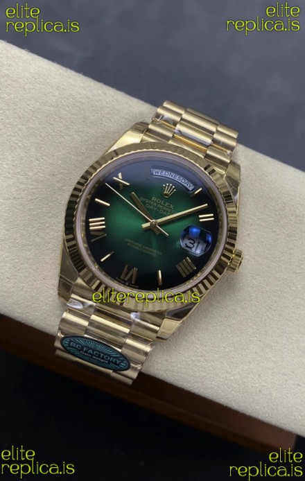 Rolex Day Date 228238 Yellow Gold Green Ombre Super Clone Watch 