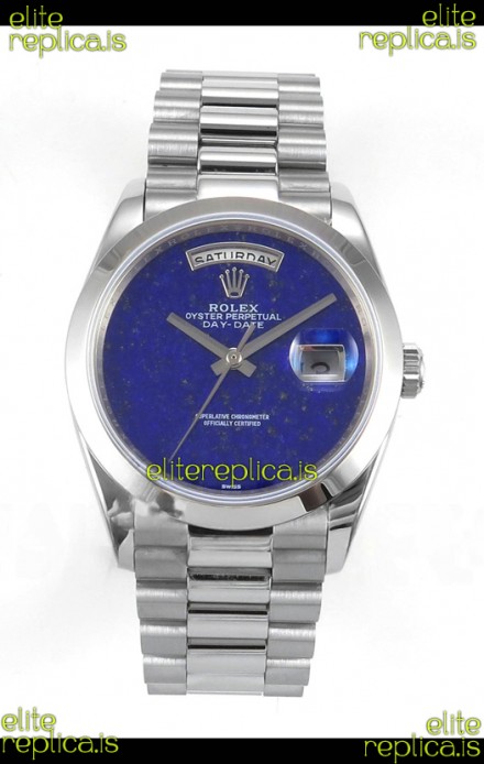 Rolex Day Date Stainless Steel Blue Lapis Dial 36MM Swiss Replica Watch 
