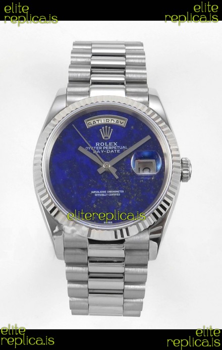 Rolex Day Date Stainless Steel Blue Lapis Dial 36MM Swiss Replica Watch 