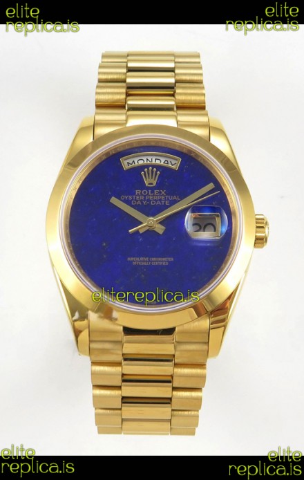 Rolex Day Date Yellow Gold Blue Lapis Dial 36MM Swiss Replica Watch 