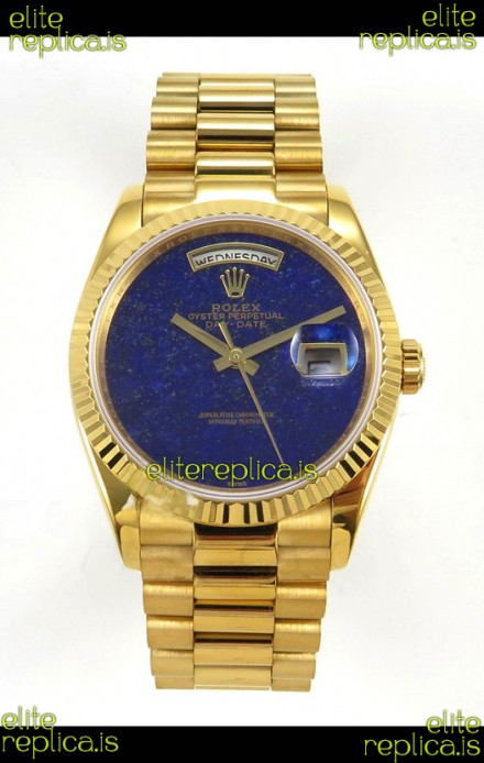 Rolex Day Date Yellow Gold Blue Lapis Dial 36MM Swiss Replica Watch 