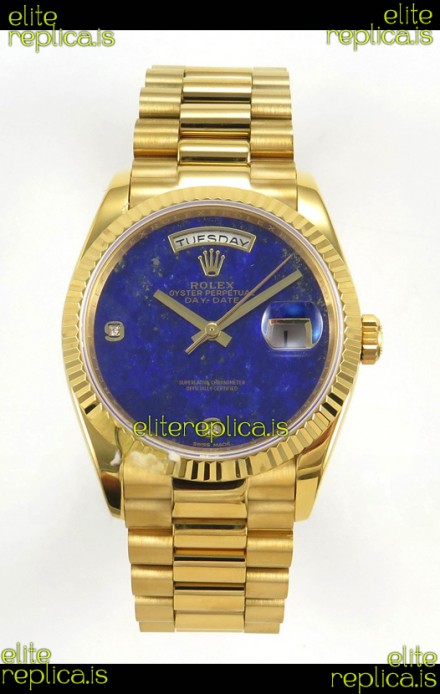 Rolex Day Date Yellow Gold Blue Lapis Dial 36MM Swiss Replica Watch 