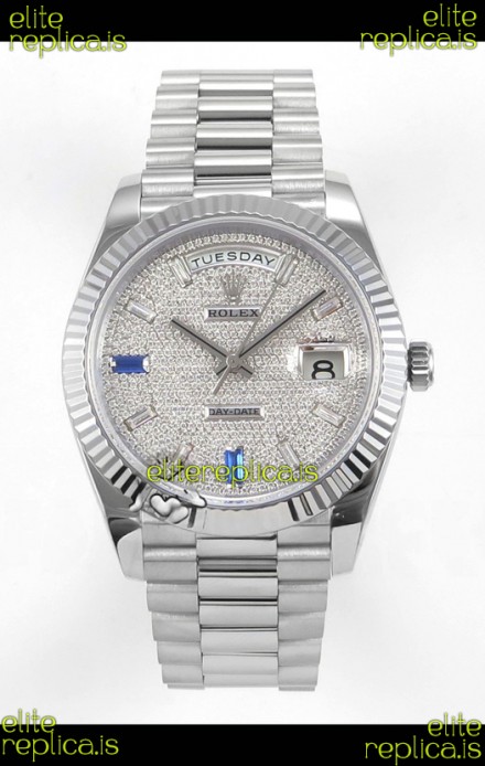 Rolex Day Date Diamonds Dial 40MM Super Clone Watch 