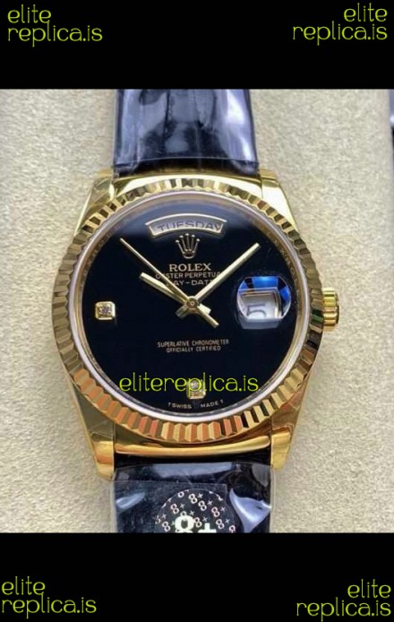 Rolex Day Date 128238 Yellow Gold Black Dial Super Clone Watch 