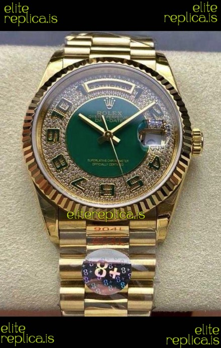 Rolex Day Date 118238 Yellow Gold Diamonds Dial Super Clone Watch 