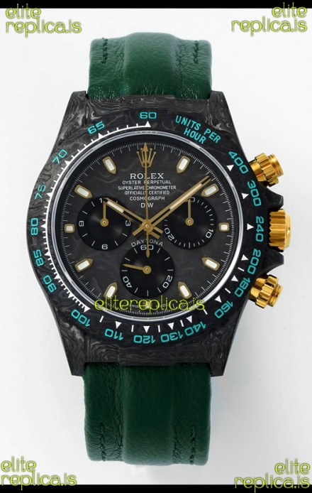 Rolex Daytona DiW Forged Cabon Casing Green Velcro Strap Super Clone Watch 
