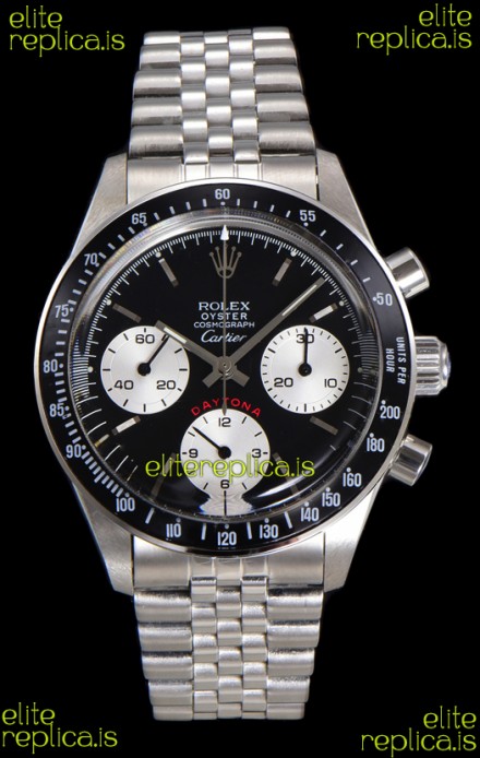 Rolex Daytona Paul Newman 37MM Cartier Black Dial Manual Wind Super Clone Watch 