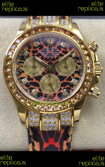 Rolex Daytona 116598 Leopard Yellow Gold Super Clone Watch 