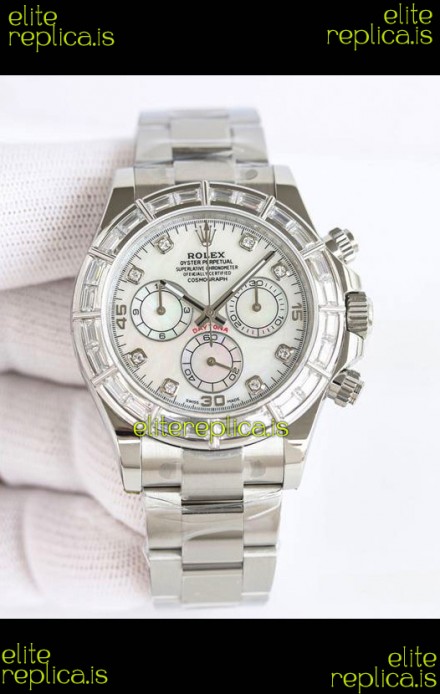 Rolex Daytona 116519 Stainless Steel White Pearl Dial Super Clone Watch 