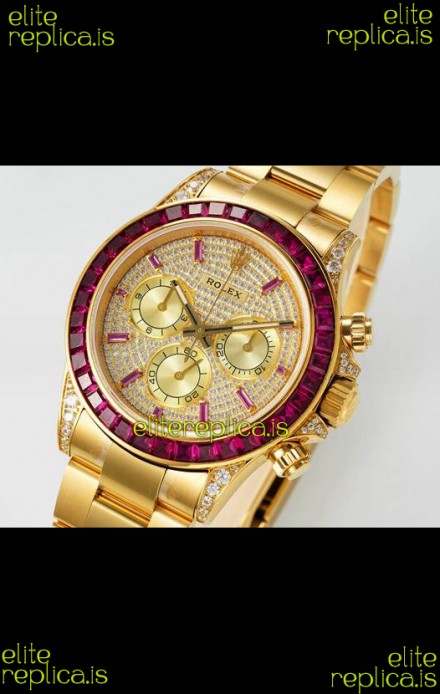 Rolex Daytona 116519 Yellow Gold Diamonds Dial Super Clone Watch 