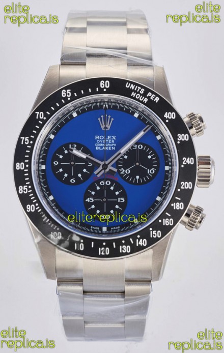 Rolex Daytona Paul Newman Blue Dial Custom Modded 4130 Mvnt Swiss Replica