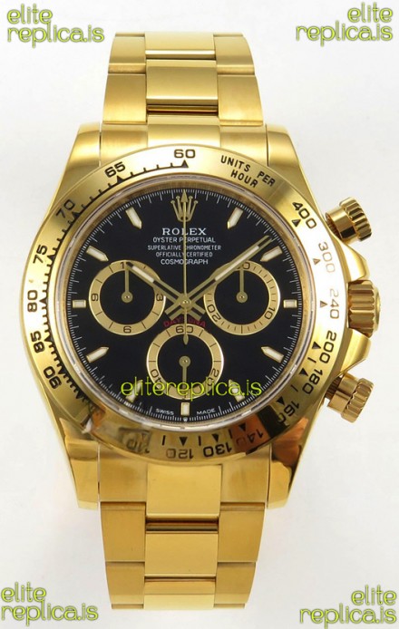 Rolex Daytona 126508 Yellow Gold Black Dial FREE SPRUNG MVMT Super Clone Watch 