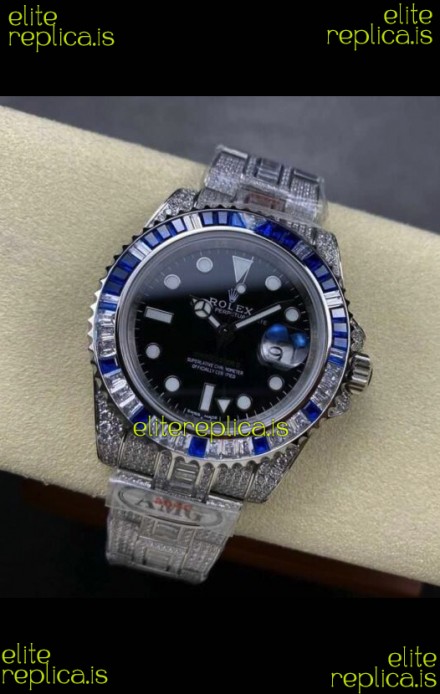 Rolex GMT Masters II Iced Out Super Clone Watch Black Dial 