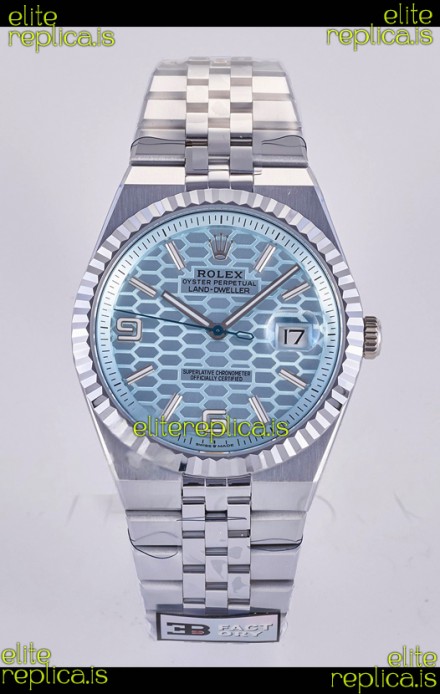 Rolex Land-Dweller 127336 Ice Blue Honeycomb Dial 40MM Super Clone Watch 