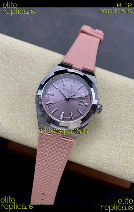 Vacheron Constantin Overseas 35MM Pink Dial Rubber Strap Super Clone Watch 