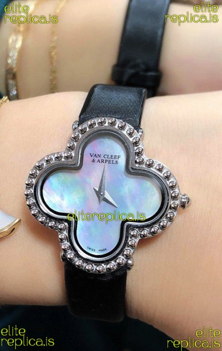 Van Cleef & Arpels Alhambra Stainles Steel Pearl Dial Watch 