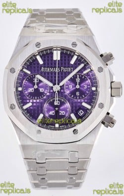 Royal Oak Chrono 26240 Purple Dial FREE SPRUNG MVMNT Steel Caing Super Clone Watch 