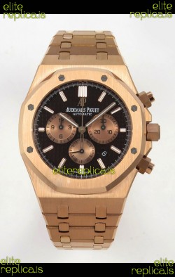 Royal Oak Chrono 26331 Rose Gold Brown Dial Super Clone Watch 