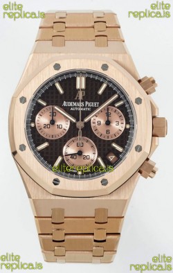 Royal Oak Chrono 26240 Rose Gold Strap in Brown Dial Super Clone Watch 