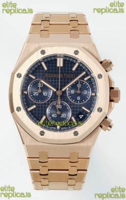 Royal Oak Chrono 26240 Rose Gold Strap in Blue Dial Super Clone Watch 