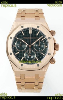 Royal Oak Chrono 26240 Rose Gold Strap in Green Dial Super Clone Watch 