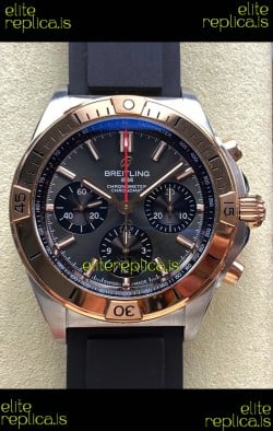 Breitling Chronomat B01 42 Grey Dial Two Tone Rubber Strap Super Clone Watch 