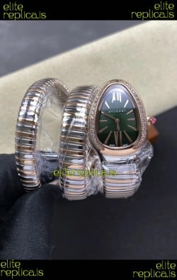 Serpenti Tubogas Double Spiral Green Dial Two Tone Super Clone Watch 