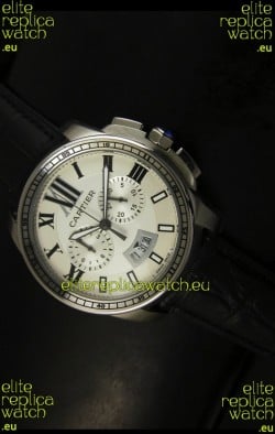 Calibre De Cartier Chronograph Japanese Replica Watch in Steel